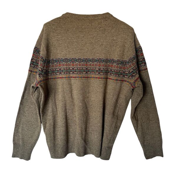 J Crew Nordic Fair Isle Crewneck Sweater Men's XL Merino/Lambswool Blend Brown - Picture 6 of 9